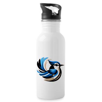 Blue jay - Water bottle with straw - white - Right