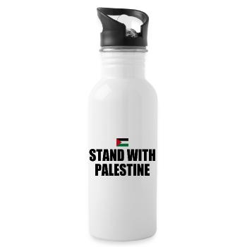 Stand with palestine - Water bottle with straw - white - Right