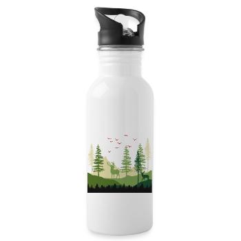 Flucht aus der Waldgelassenheit - Trinkflasche mit integriertem Trinkhalm - Weiß - Rechts