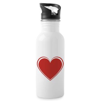 Red heart to declare your love - Water bottle with straw - white - Right