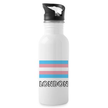 Trans Pride Flagge London - Trinkflasche mit integriertem Trinkhalm - Weiß - Rechts