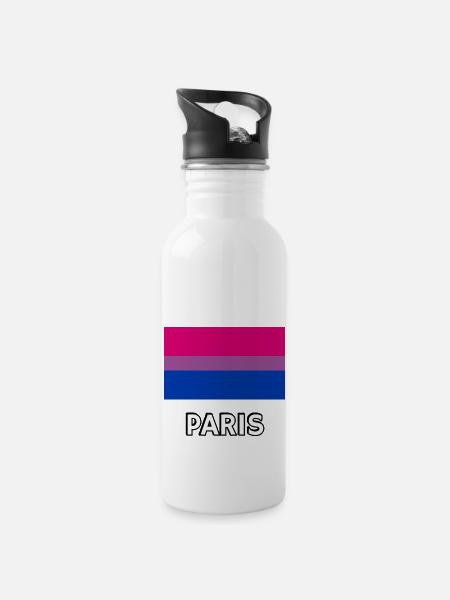 Bi Pride Flag Paris - Water bottle with straw - white