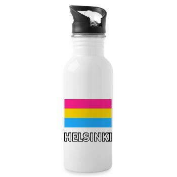 Pan Pride Flagge Helsinki - Trinkflasche mit integriertem Trinkhalm - Weiß - Rechts
