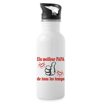 ELU MEILLEUR PAPA DE TOUS LES TEMPS - Gourde avec paille intégrée - blanc - Droite