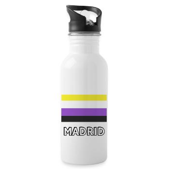 Non binary Pride Flag Madrid - Water bottle with straw - white - Right