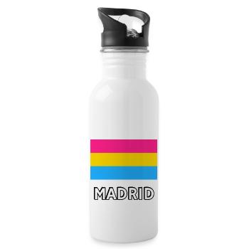 Pan Pride Flagge Madrid - Trinkflasche mit integriertem Trinkhalm - Weiß - Rechts
