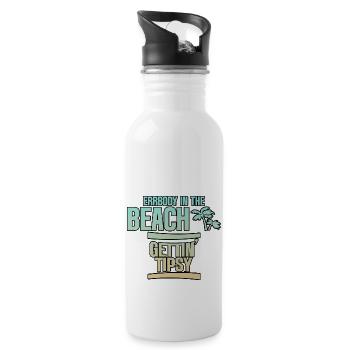 Errbody In The Beach Getting' Tipsy 4 - Water bottle with straw - white - Right