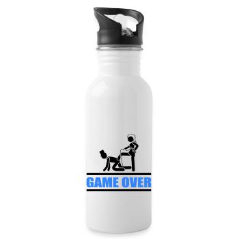brautpaar game over - Trinkflasche mit integriertem Trinkhalm - Weiß - Rechts
