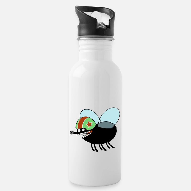 flying fly - Water bottle with straw - white