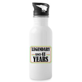 Legendary for 41 years, 41 birthday, finally 41 - Water bottle with straw - white - Right