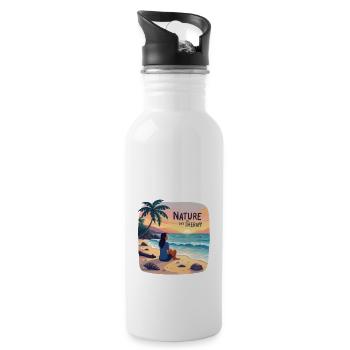 La nature est ma thérapie - Vacances à la mer - Gourde avec paille intégrée - blanc - Droite
