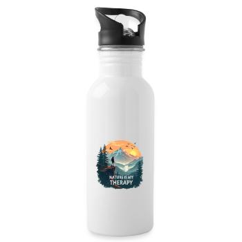 Nature is my Therapy - Hiking in the mountains - Water bottle with straw - white - Right