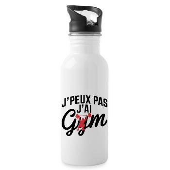 Ich kann nicht, ich habe ein Fitnessstudio - Trinkflasche mit integriertem Trinkhalm - Weiß - Rechts