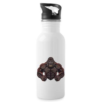 Gorilla Stark Comic - Trinkflasche mit integriertem Trinkhalm - Weiß - Rechts