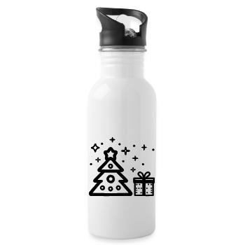 Klassischer Weihnachtsbaum - Trinkflasche mit integriertem Trinkhalm - Weiß - Rechts