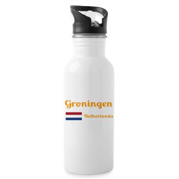 Groningen Netherlands - Stylish prints - Water bottle with straw - white - Right