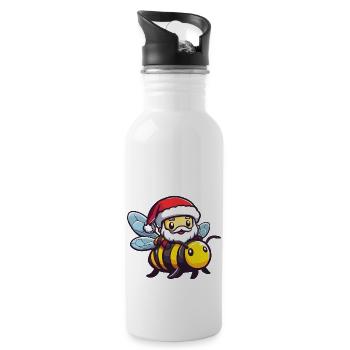 Abeille Père Noël Dessin animé - Gourde avec paille intégrée - blanc - Droite