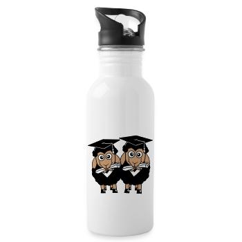 2 Schafe Zeugnis College Abi Zwei Schüler Team - Trinkflasche mit integriertem Trinkhalm - Weiß - Rechts