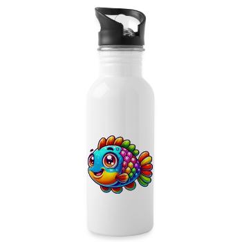 fisch 1 - Trinkflasche mit integriertem Trinkhalm - Weiß - Rechts