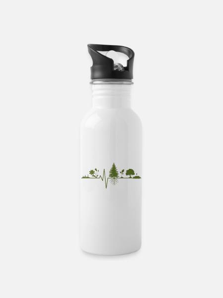 Nature - Heartbeat - Gourde avec paille intégrée - blanc