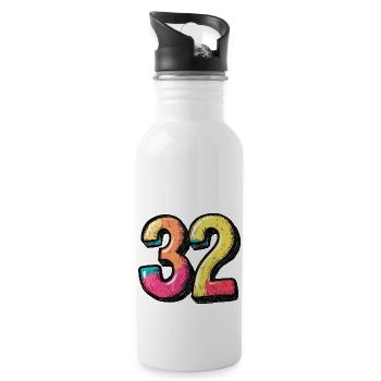 32 Number Colorful - Water bottle with straw - white - Right