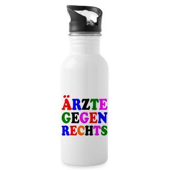 Ärzte gegen rechts - Trinkflasche mit integriertem Trinkhalm - Weiß - Rechts