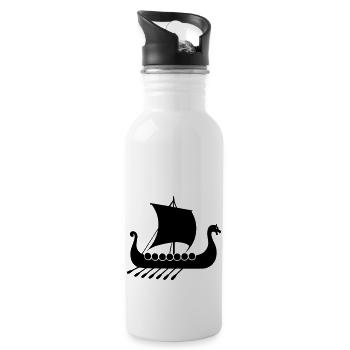 wikinger schiff - Trinkflasche mit integriertem Trinkhalm - Weiß - Rechts