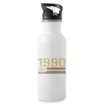 Jahrgang 1990 Retro Geburtstag - Jahrgang 1990 - Trinkflasche mit integriertem Trinkhalm - Weiß - Rechts
