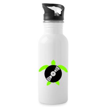 Water Turtle Vinyl Record Music DJ Club - Water bottle with straw - white - Right