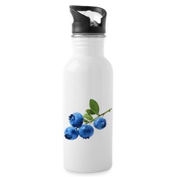 Blaubeeren - Trinkflasche mit integriertem Trinkhalm - Weiß - Rechts