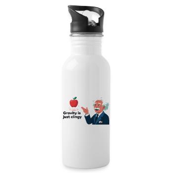 Lustiges Physik-Design – Gravity is just clingy - Trinkflasche mit integriertem Trinkhalm - Weiß - Rechts