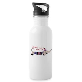 hello winter - Water bottle with straw - white - Right