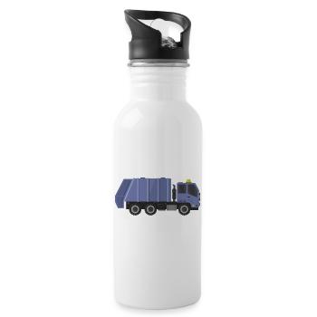 Müllwagen - Trinkflasche mit integriertem Trinkhalm - Weiß - Rechts
