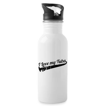 Tuba Spieler Liebe - Trinkflasche mit integriertem Trinkhalm - Weiß - Rechts