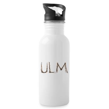 ULM lettering with twigs laid by the sparrow - Water bottle with straw - white - Right