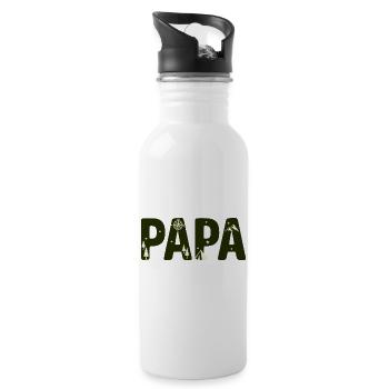 Outdoor Papa Bergcamping Typo - Trinkflasche mit integriertem Trinkhalm - Weiß - Rechts