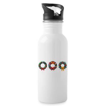 Festive wreath birthday and Christmas - Water bottle with straw - white - Right