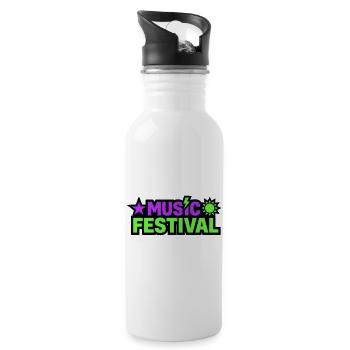 Music Festival Schriftzug Grafik - Trinkflasche mit integriertem Trinkhalm - Weiß - Rechts
