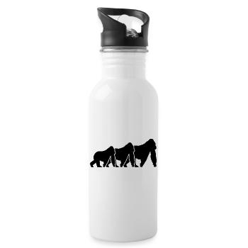 Monkey Silhouettes - Water bottle with straw - white - Right