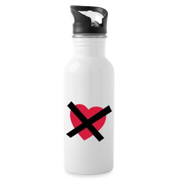 Crossed our Heart - No Love - No Heart - Water bottle with straw - white - Right
