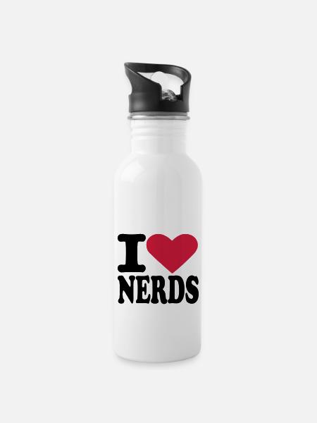 Nerd - Trinkflasche mit integriertem Trinkhalm - Weiß