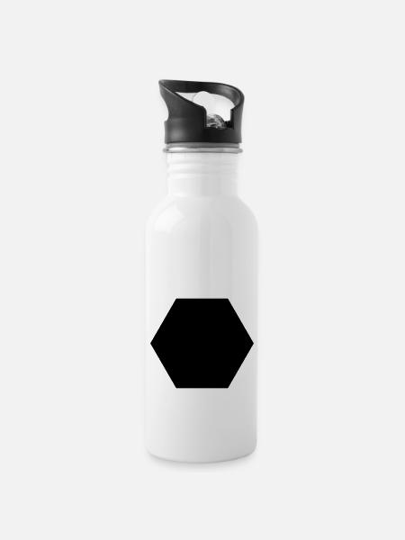 6_eck - Trinkflasche mit integriertem Trinkhalm - Weiß