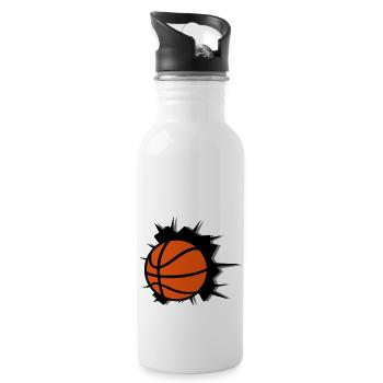 Basketball - Trinkflasche mit integriertem Trinkhalm - Weiß - Rechts