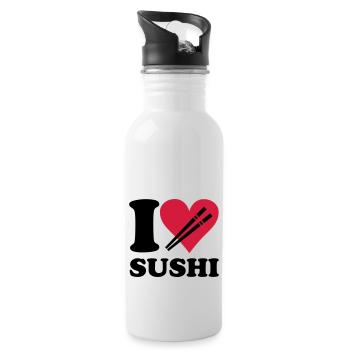 Sushi - I love sushi - Trinkflasche mit integriertem Trinkhalm - Weiß - Rechts