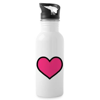 herz - Trinkflasche mit integriertem Trinkhalm - Weiß - Rechts