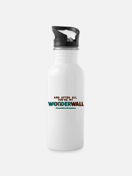 #GreenWhiteWonderwall - Trinkflasche mit integriertem Trinkhalm - Weiß