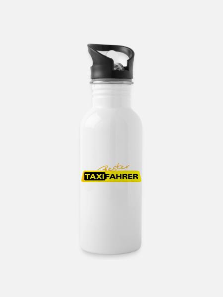 Bester Taxifahrer 1 - Trinkflasche mit integriertem Trinkhalm - Weiß