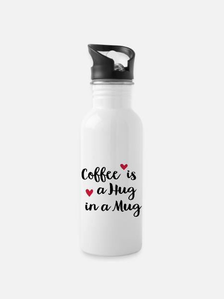 Kaffee - Trinkflasche mit integriertem Trinkhalm - Weiß