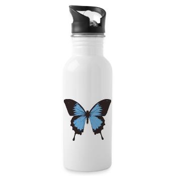 Schmetterling - Trinkflasche mit integriertem Trinkhalm - Weiß - Rechts