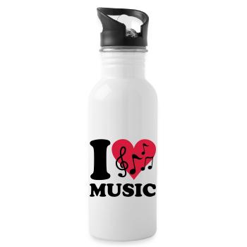 I love Music - Trinkflasche mit integriertem Trinkhalm - Weiß - Rechts
